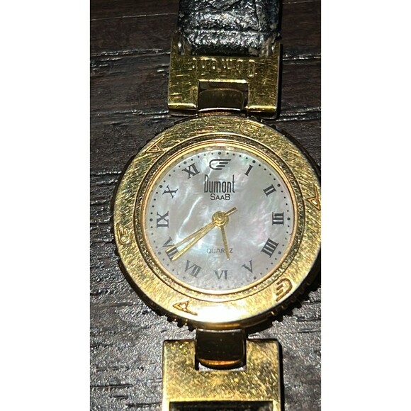 Dumont Saab Watch Gold Stainless Steel  Water Resist Beige Quartz DR 28057 - Picture 3 of 16